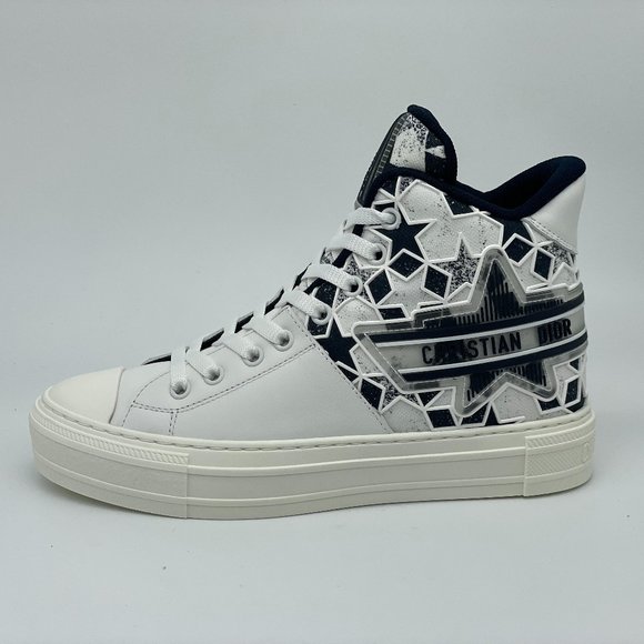 DIOR WALK N Walk'N"Dior Star Lace Up High Top Leather Flat Sneakers Shoes - Picture 1 of 15